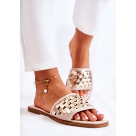 S.Barski Pantofole In Pelle Da Donna Su Un Tacco Piatto Beige Hollis 2