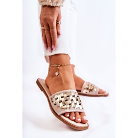 S.Barski Pantofole In Pelle Da Donna Su Un Tacco Piatto Beige Hollis 1