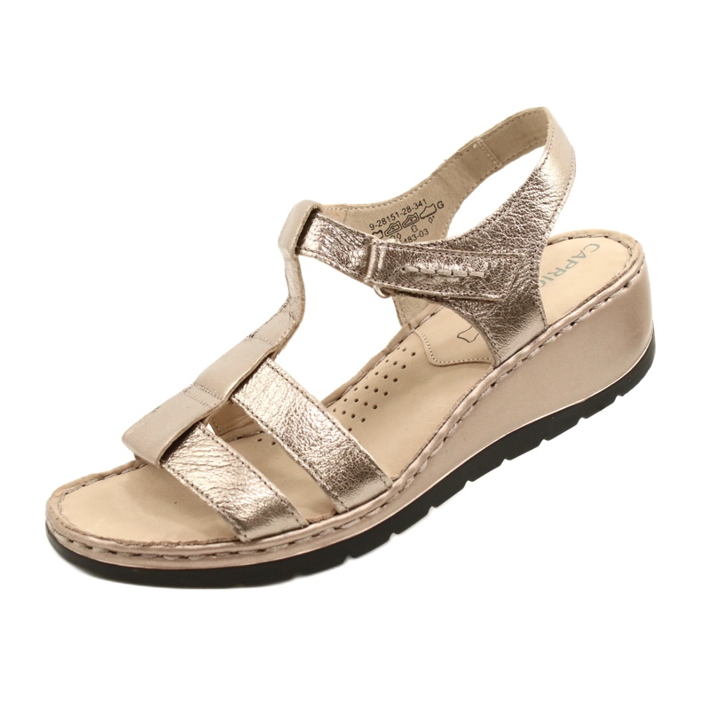 Sandali comfort in pelle Caprice 28152-28 341 Taupe Metallic d'oro 5