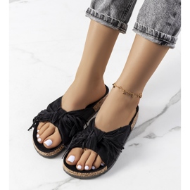 Pantofole con frange di Black Laderies nero 1