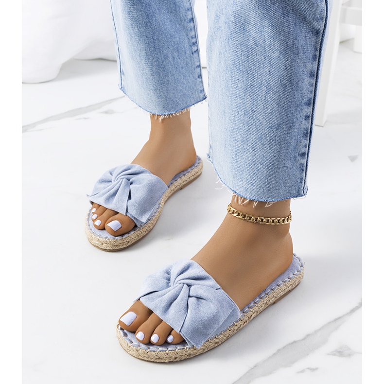 Ciabatte blu con fiocco Krina 1