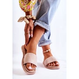 FJ1 Pantofole da donna in pelle scamosciata beige da tramonto 1
