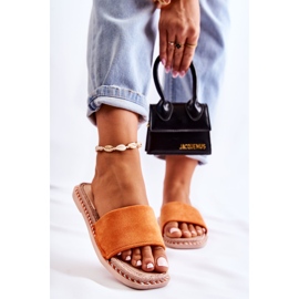 FJ1 Ciabatte da donna in camoscio Arancio Tramonto arancia 1