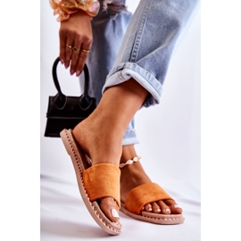 FJ1 Ciabatte da donna in camoscio Arancio Tramonto arancia 2