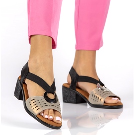 Filippo DS2308/22 Sandali Bk Go in pelle traforata, nero e oro d'oro 1
