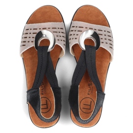 Filippo DS2308/22 Sandali Bk Go in pelle traforata, nero e oro d'oro 5