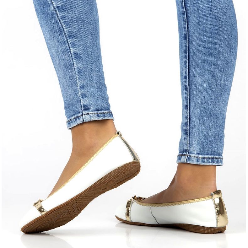 Ballerine in pelle con catena Filippo DP3709/22 bianco bianca 2