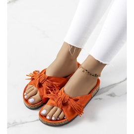 Pantofole arancioni con frange da donna arancia 1