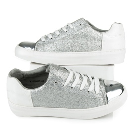 Kylie Sneakers stringate con glitter grigio 1