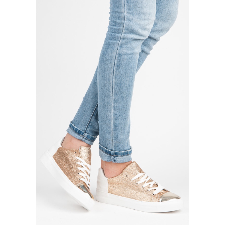 Kylie Sneakers allacciate con glitter giallo 1