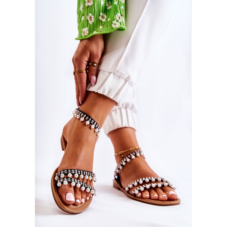 PS1 Comodi sandali da donna con ornamenti neri Nell nero 2