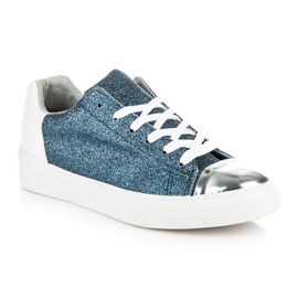Kylie Sneakers stringate con glitter blu 1
