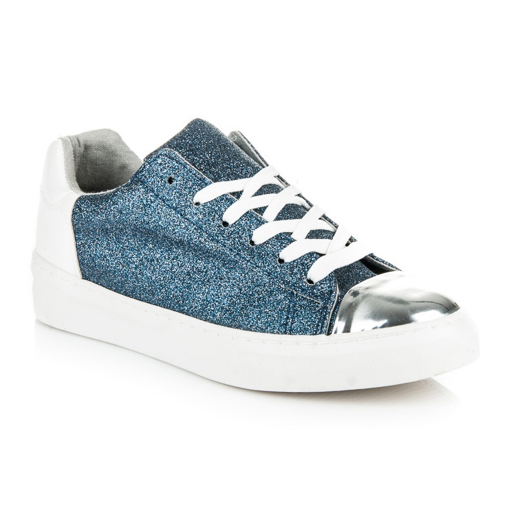 Kylie Sneakers stringate con glitter blu 1