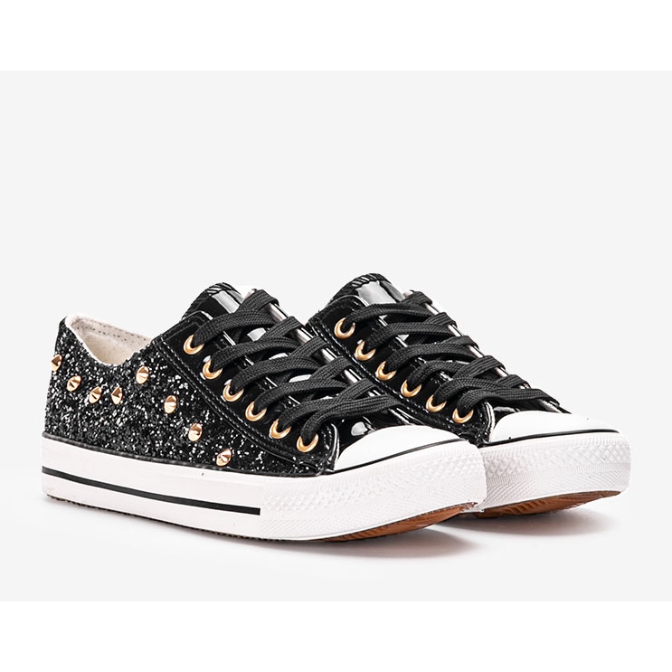Sneakers Kirst nere glitterate nero 1