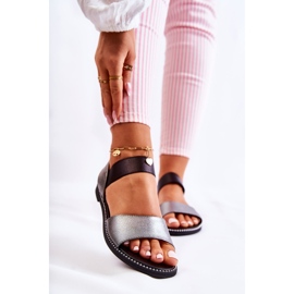 S.Barski Sandali classici con borchie Shelly argento scuro nero 1