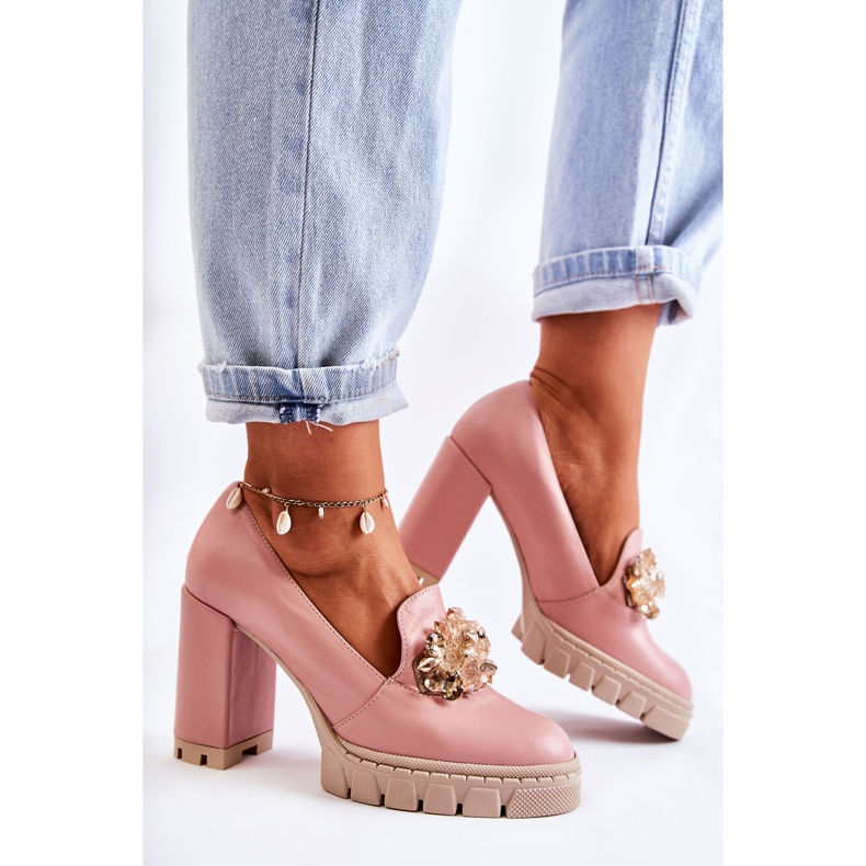 PA2 Eleganti Décolleté Con Ornamentale Caterine Rosa-Beige 2