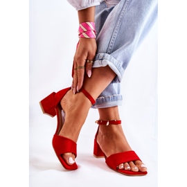 PS1 Sandali Da Donna In Pelle Scamosciata Sul Tacco Alto Rosso Luciana 2