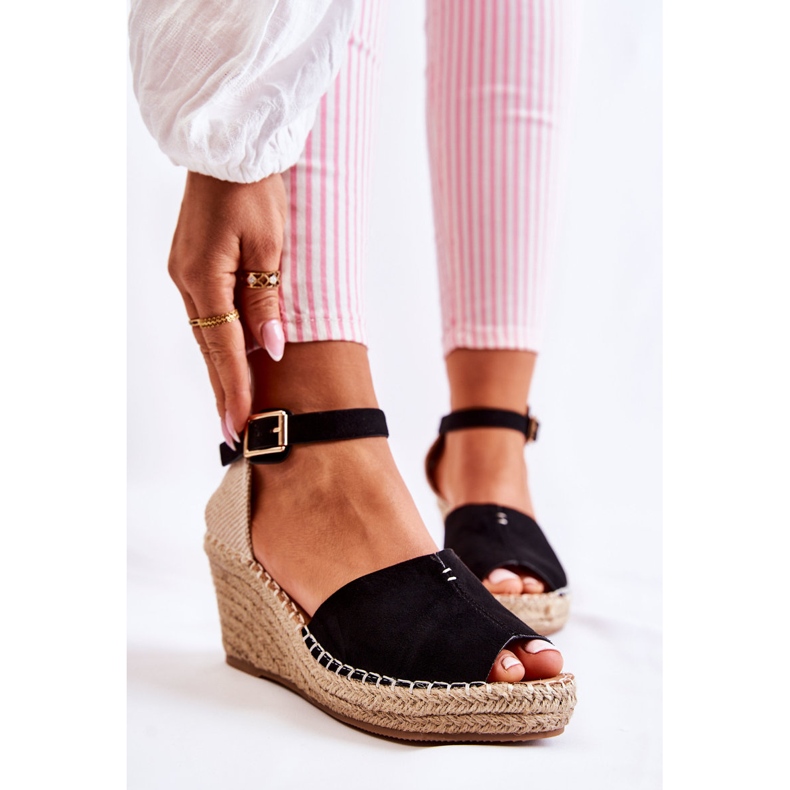 Comodi sandali da donna con zeppa nera Dellia nero 2