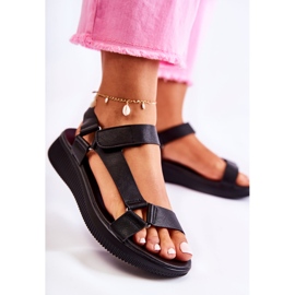 PE1 Sandali Da Donna Con Velcro Nero Clarisse 1