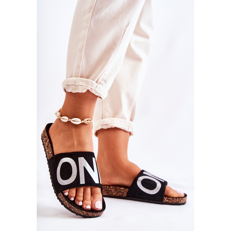 PE1 Ciabatte classiche slip-on con scritta Bahari nera e argento nero 1