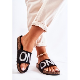 PE1 Ciabatte classiche slip-on con scritta Bahari nera e argento nero 2