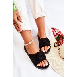 PE1 Classiche Ciabatte In Pelle Scamosciata Con Fiocco Nero Hayle 1