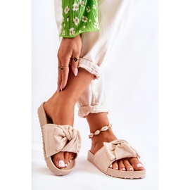 PE1 Ciabatte Classiche In Pelle Scamosciata Con Fiocco Hayle Beige 2