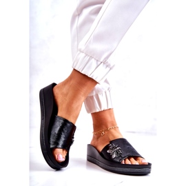 Vinceza Pantofole da donna alla moda con decorazione Holle nera nero 2