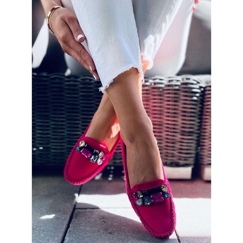 Mocassino con pietre Megara Fucsia rosa 2