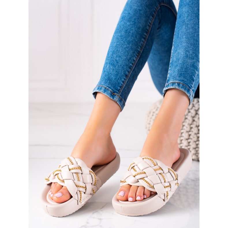 Seastar Ciabatte alla moda con catene beige 1