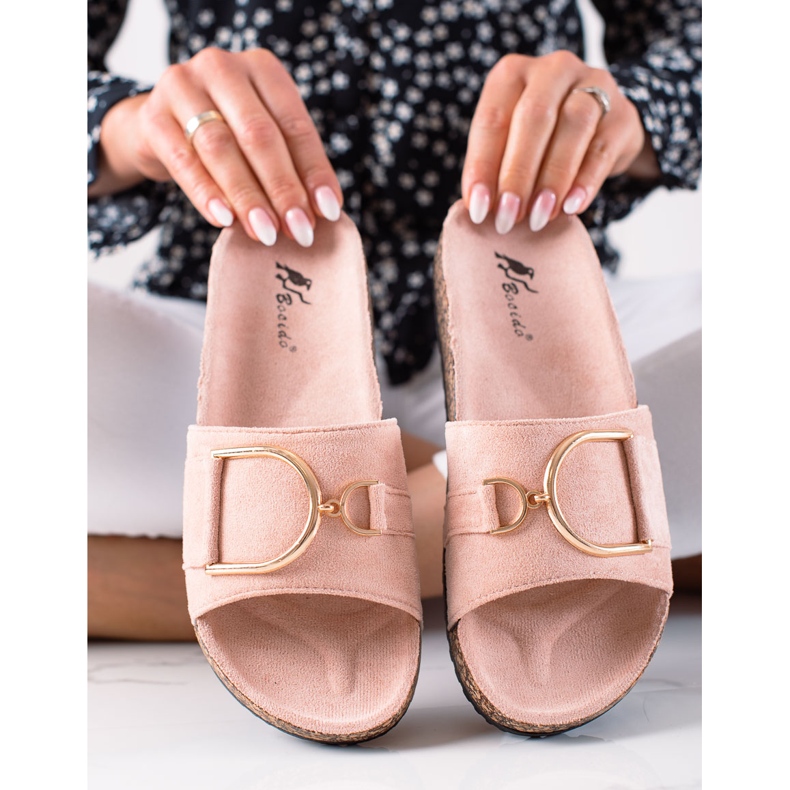 MIKA Ciabatte in camoscio rosa 1