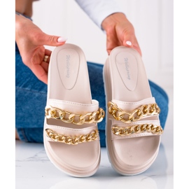 WELLSPRING Pantofole Di Moda Con Le Catene beige 1
