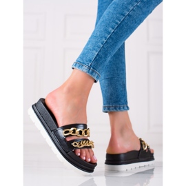 WELLSPRING Pantofole Di Moda Con Le Catene nero 1