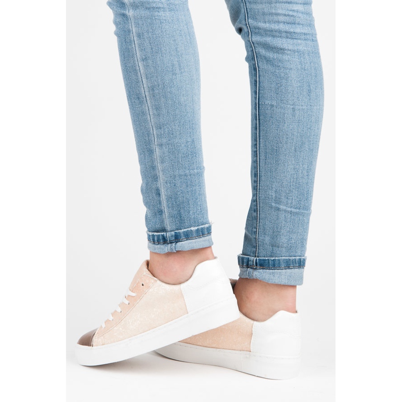 Kylie Sneakers stringate con glitter marrone 1