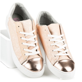 Kylie Sneakers stringate con glitter marrone 2