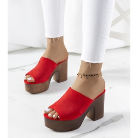 Infradito rosse sulla piattaforma Klaren rosso 1