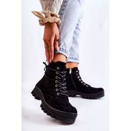 S.Barski Trapper in camoscio nero Layden con cuciture 1