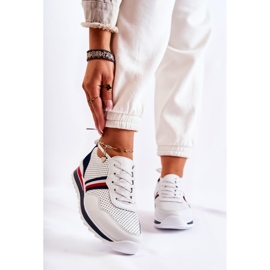 PE1 Scarpe sportive da donna in pelle bianche e blu navy Jane bianca 1
