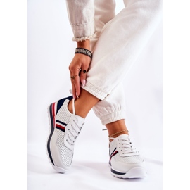 PE1 Scarpe sportive da donna in pelle bianche e blu navy Jane bianca 2