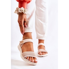 PE1 Sandali Comodi Da Donna Con Velcro Beige Sidney 1