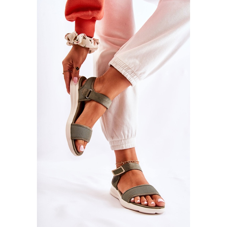 PE1 Sandali Comodi Da Donna Con Velcro Verde Sidney 2