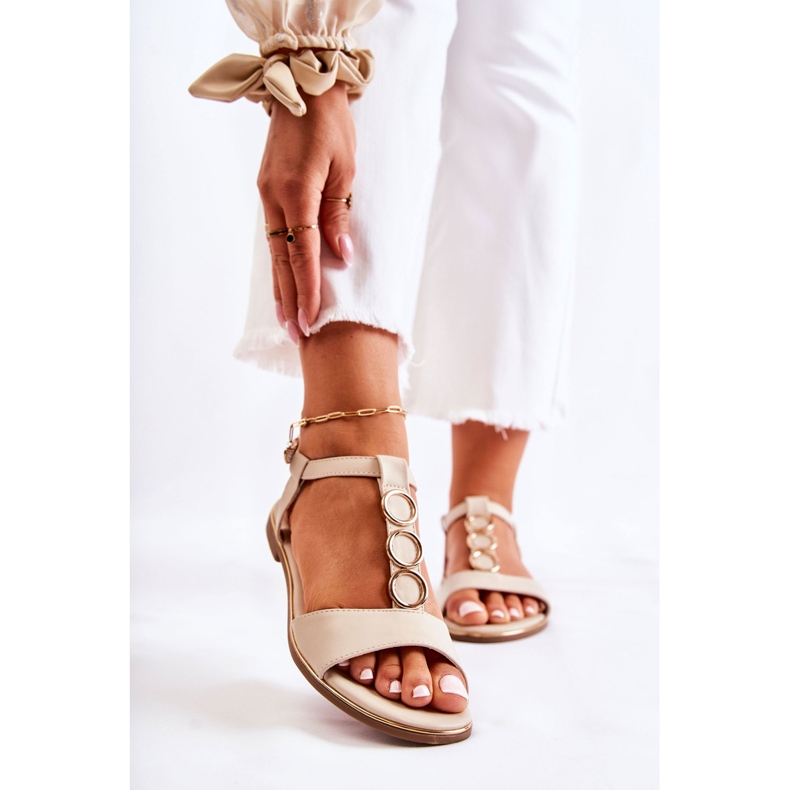 PE1 Sandali Classici Da Donna Con Cintura Decorativa Beige Terina 1
