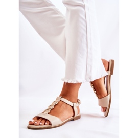 PE1 Sandali Classici Da Donna Con Cintura Decorativa Beige Terina 2