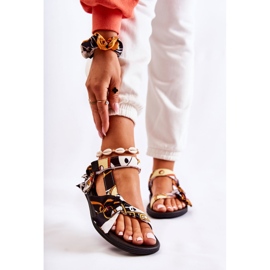 PM1 Sandali Da Donna Con Velcro Nero Caprisa bianco 1