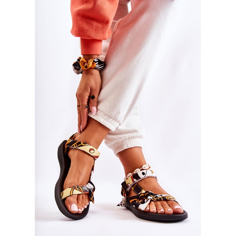 PM1 Sandali Da Donna Con Velcro Nero Caprisa bianca 2