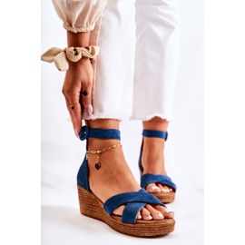 Sandali con zeppa in pelle scamosciata Maciejka 04565-06 Blu navy multicolore 1