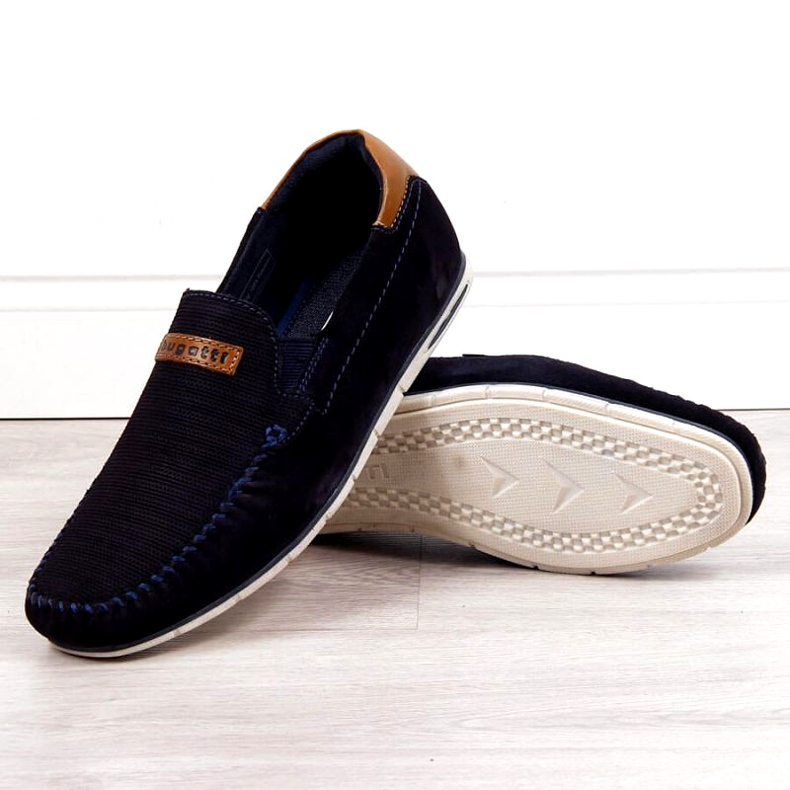 Mocassini in pelle Bugatti M HH153084 blu navy marrone 1