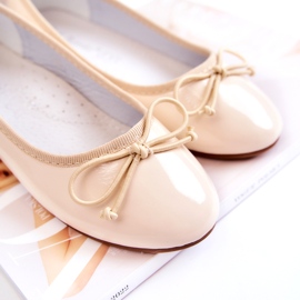 S.Barski Ballerine per bambini in vernice con fiocco, beige 2