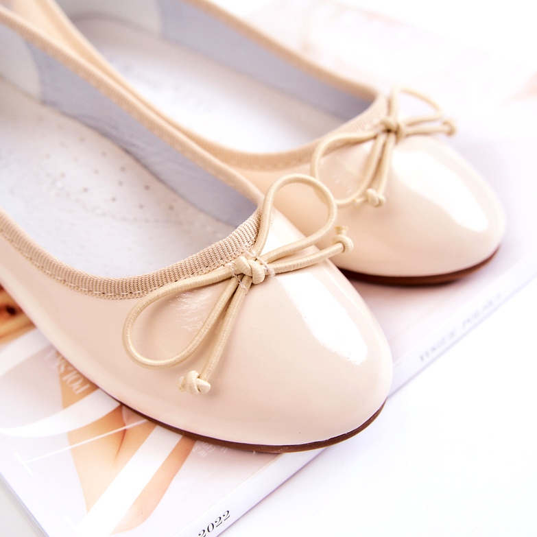S.Barski Ballerine per bambini in vernice con fiocco, beige 2