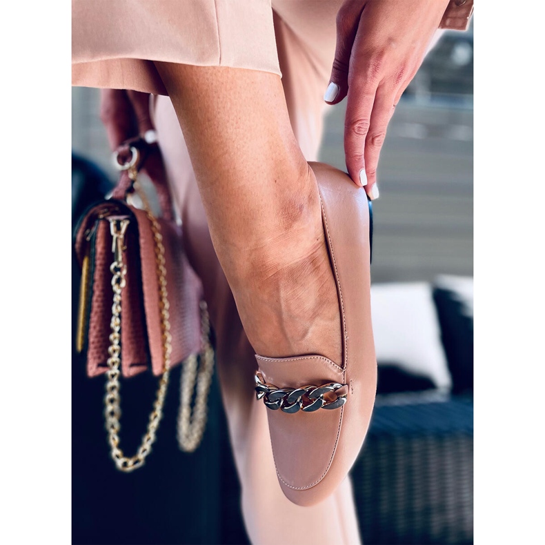Mocassini con catena Addison Nude beige 2